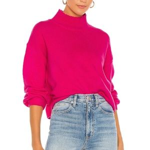 Line & Dot Julia Mock Neck Sweater Hot Pink NWT